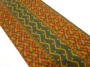 変わり縞に花唐草模様織り出し　名古屋帯